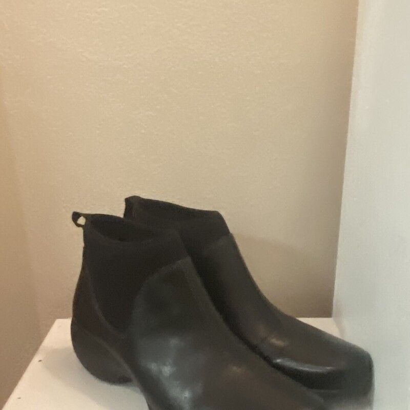 Blk Lther Ankle Boot