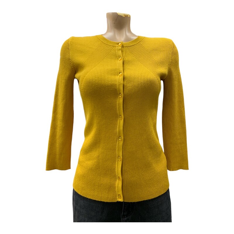 Cable & Gauge Cardigan, Mustard, Size: S