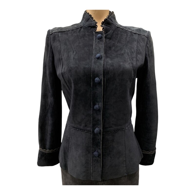 Danier Suede Jacket, Navy, Size: Xs