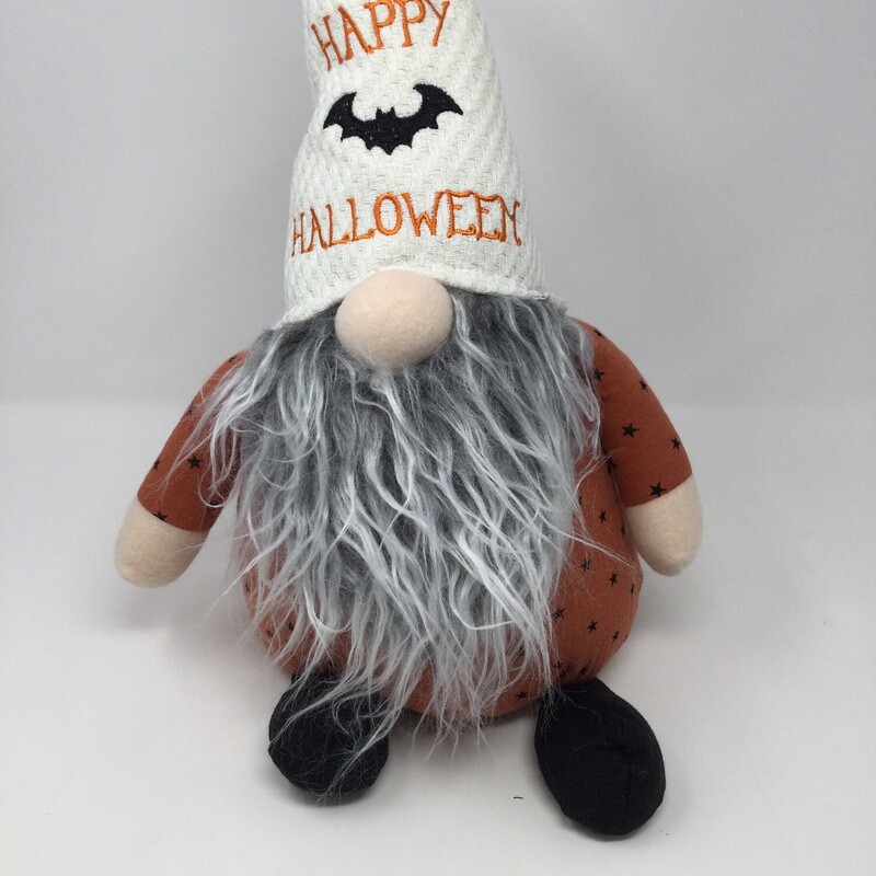 Halloween Gnome With Whit, White/Orange/Grey,
Size: 17in