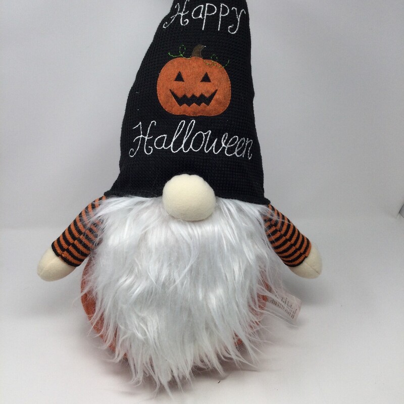 Halloween Gnome - Black Hat, Orange/white/black, Size: 20in