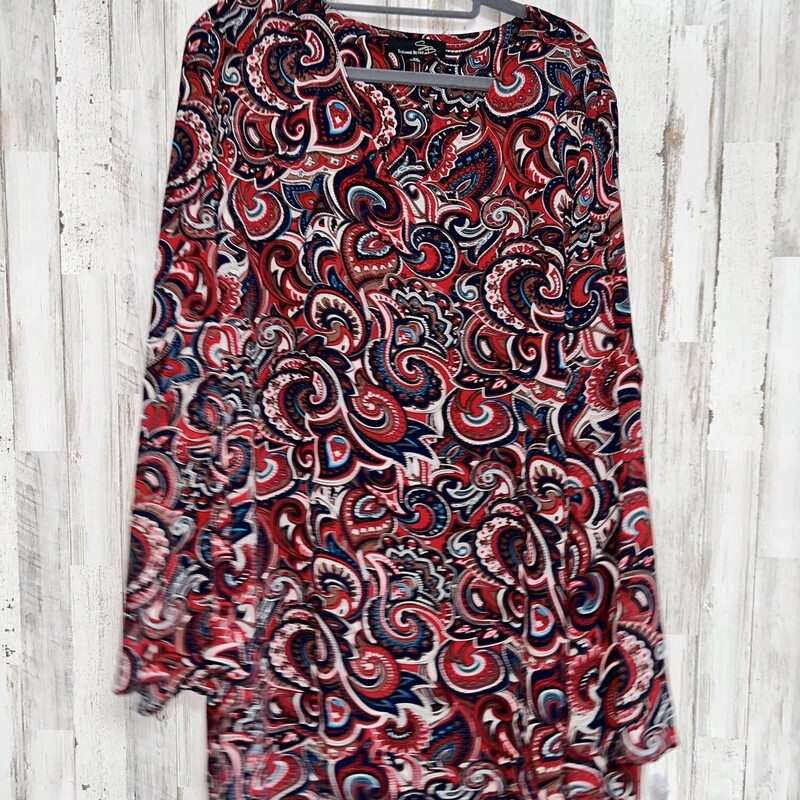 2X Sheer Red Printed Top, Red, Size: Ladies 2X