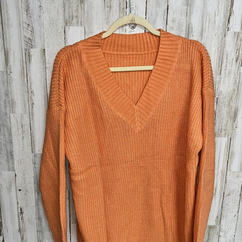 L Orange Vneck Sweater