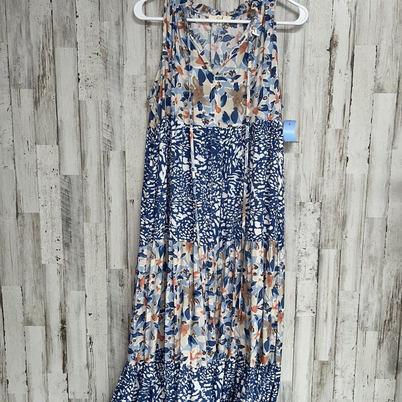 S Blue Printed Maxi Dress