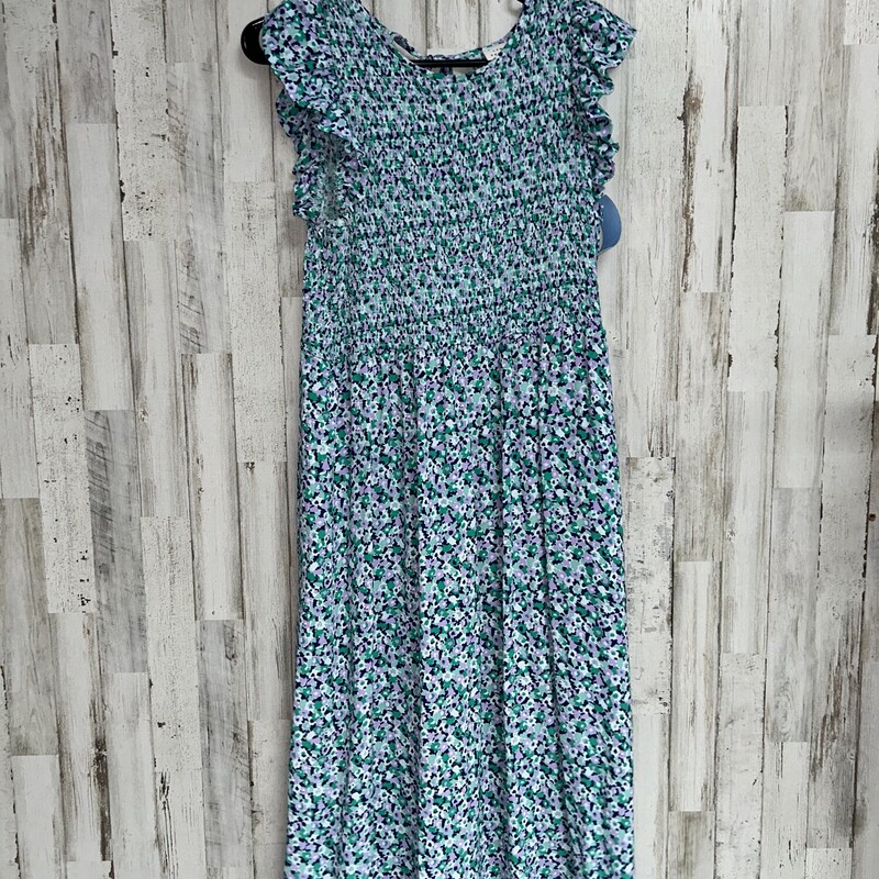 S Green Flower Smock Dres