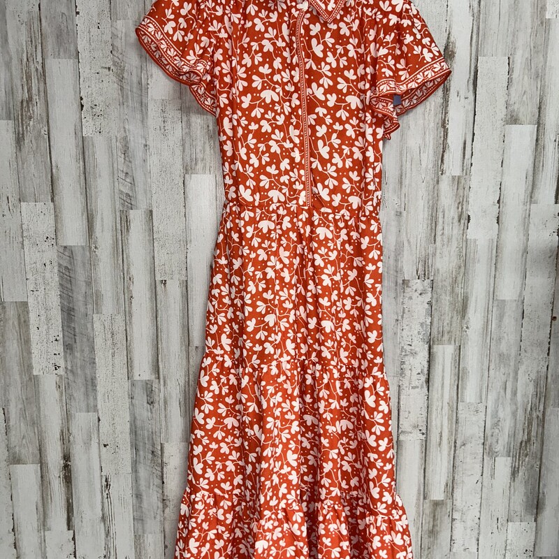 S Orange Floral Tie Dress, Orange, Size: Ladies S