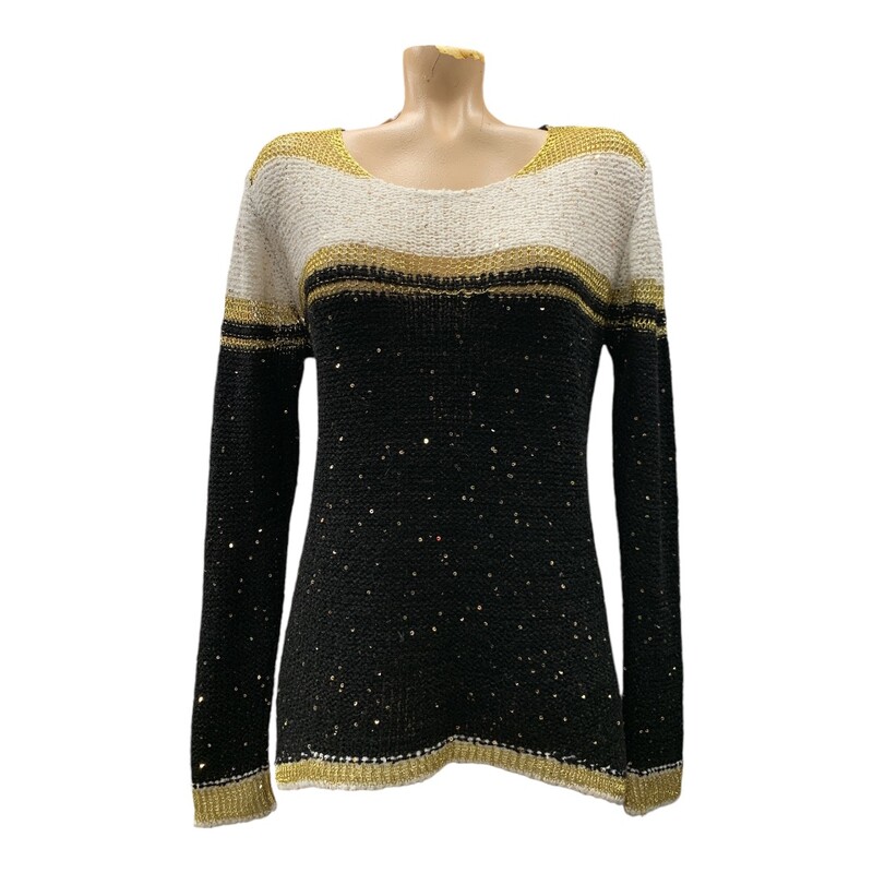 Tricotto Top, Blk/gld/, Size: L