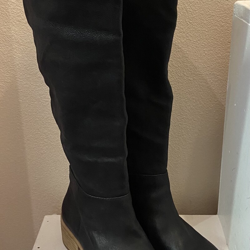 Blk Lther Tall Boot