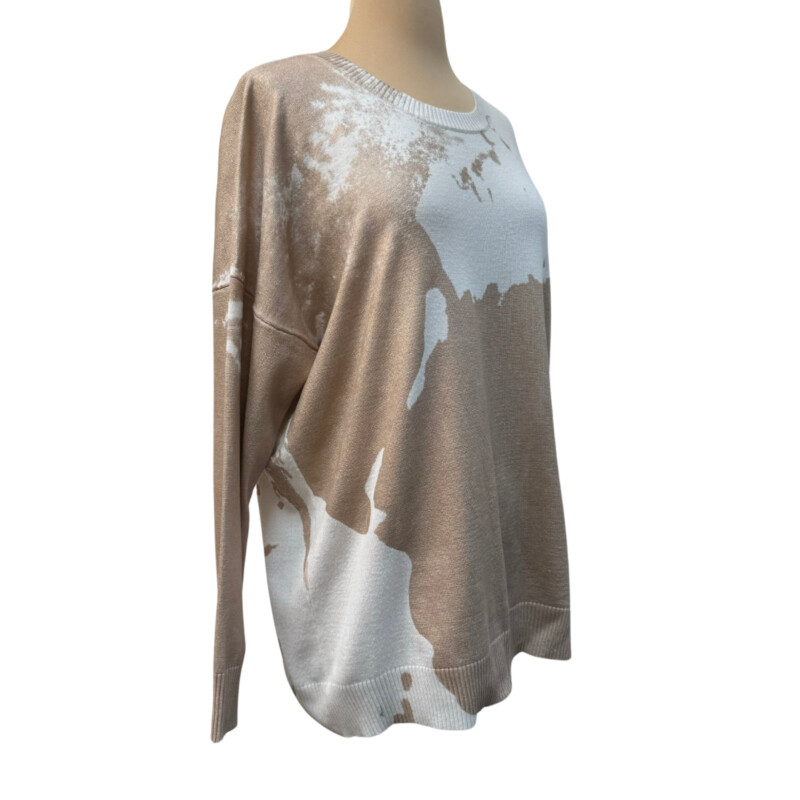 Jana Abstract Sweater<br />
Metallic Rose Gold Detail<br />
So comfy for Fall!<br />
Rose and White<br />
Size: Medium