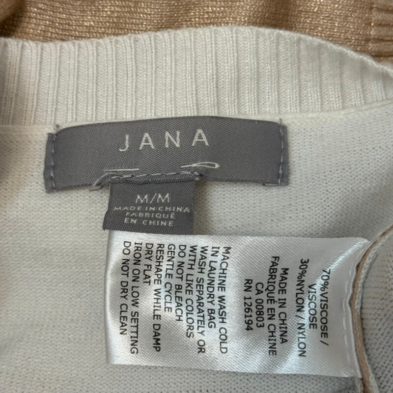 Jana Abstract Sweater<br />
Metallic Rose Gold Detail<br />
So comfy for Fall!<br />
Rose and White<br />
Size: Medium