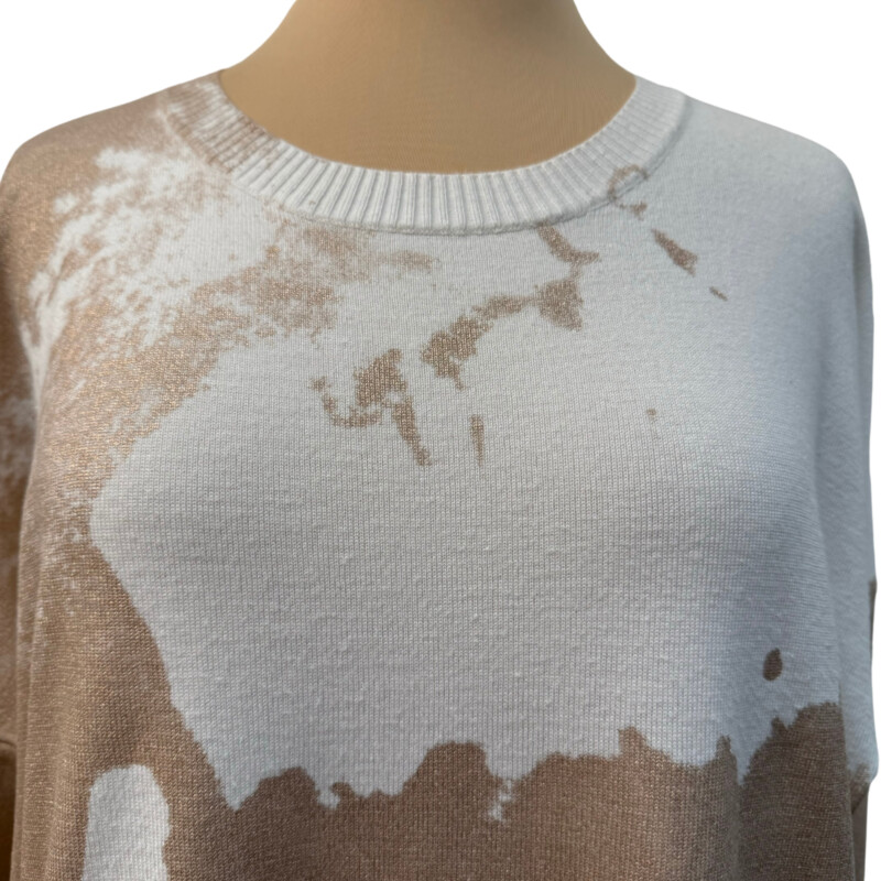 Jana Abstract Sweater<br />
Metallic Rose Gold Detail<br />
So comfy for Fall!<br />
Rose and White<br />
Size: Medium