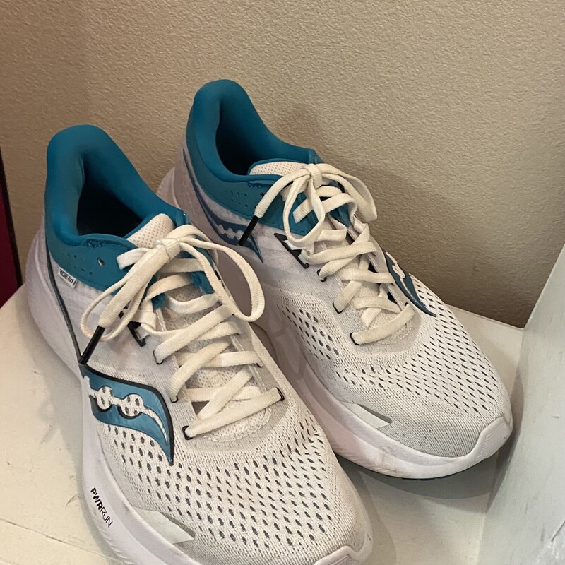 Wht/teal Running Shoe<br />
Wht/Teal<br />
Size: 9