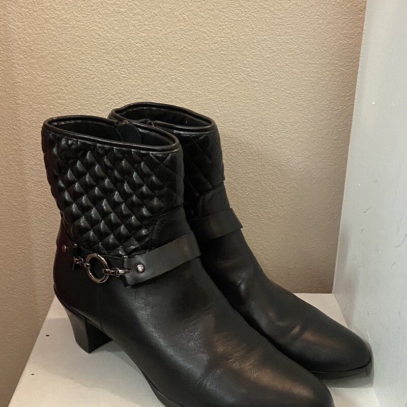 Blk Quilt Lther Boot