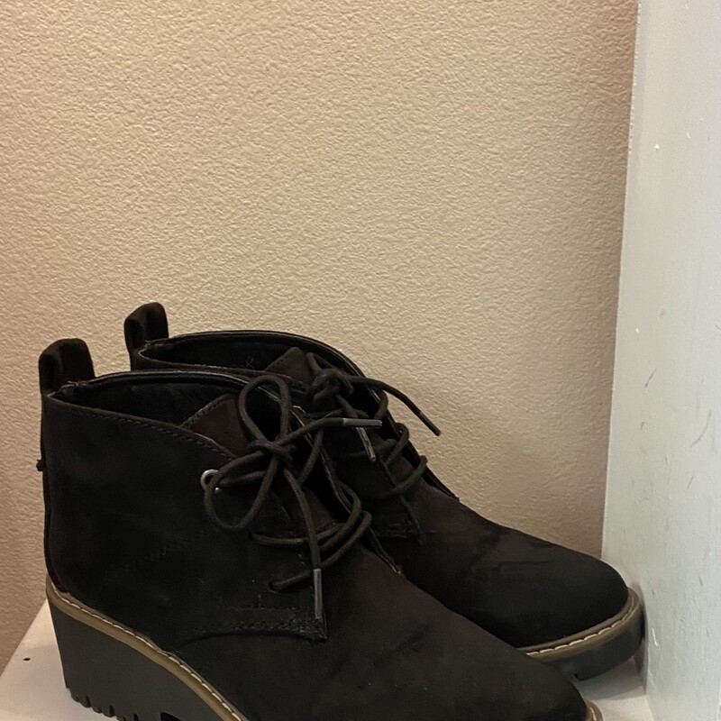 Blk Faux Suede Tie Boot