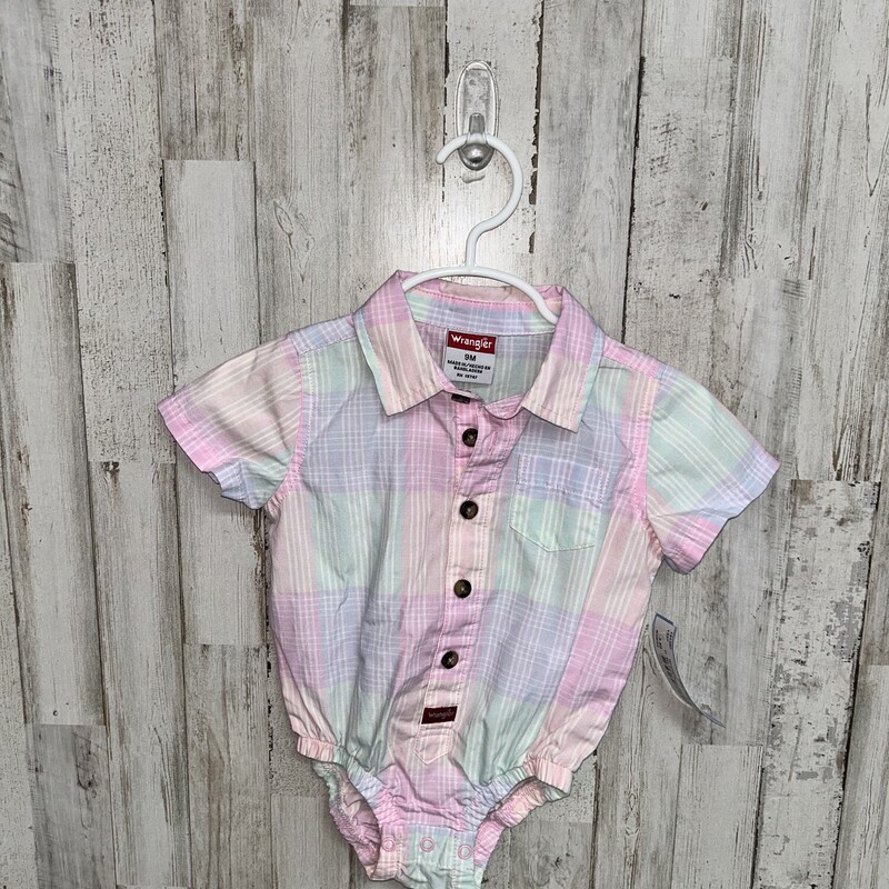 9M Pink Plaid Button Up, Pink, Size: Boy 0-9m