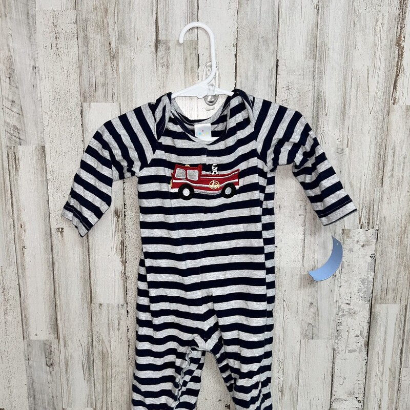 12M Navy Stripe Firetruck, Navy, Size: Boy 12-24m