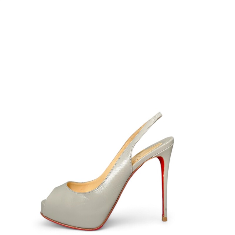 Louboutin Peep Toe Heels
 Grey
Size: 36.5
Comes with dustbags and box