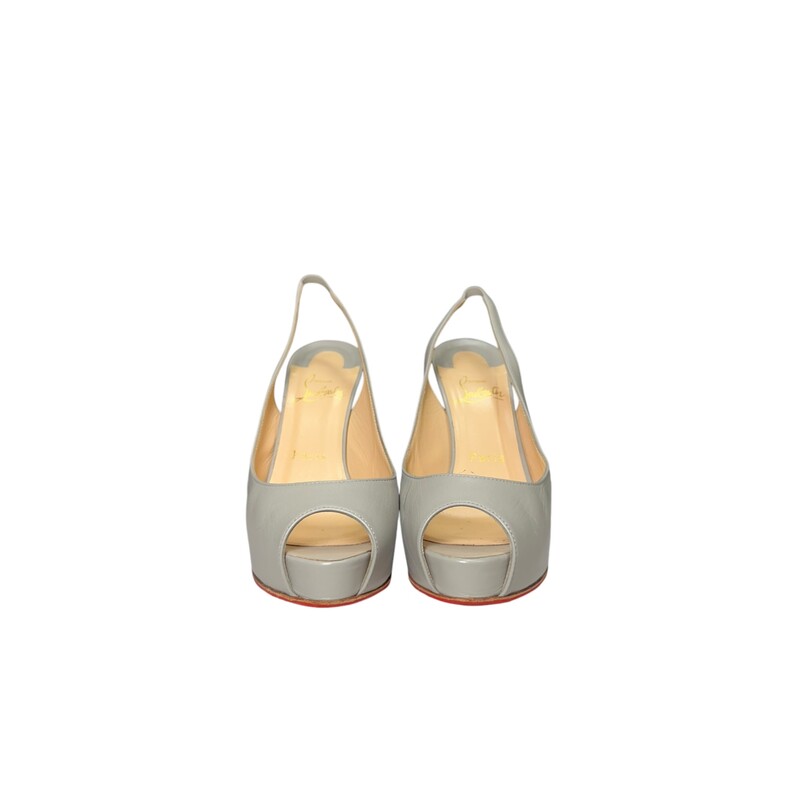 Louboutin Peep Toe Heels<br />
 Grey<br />
Size: 36.5<br />
Comes with dustbags and box