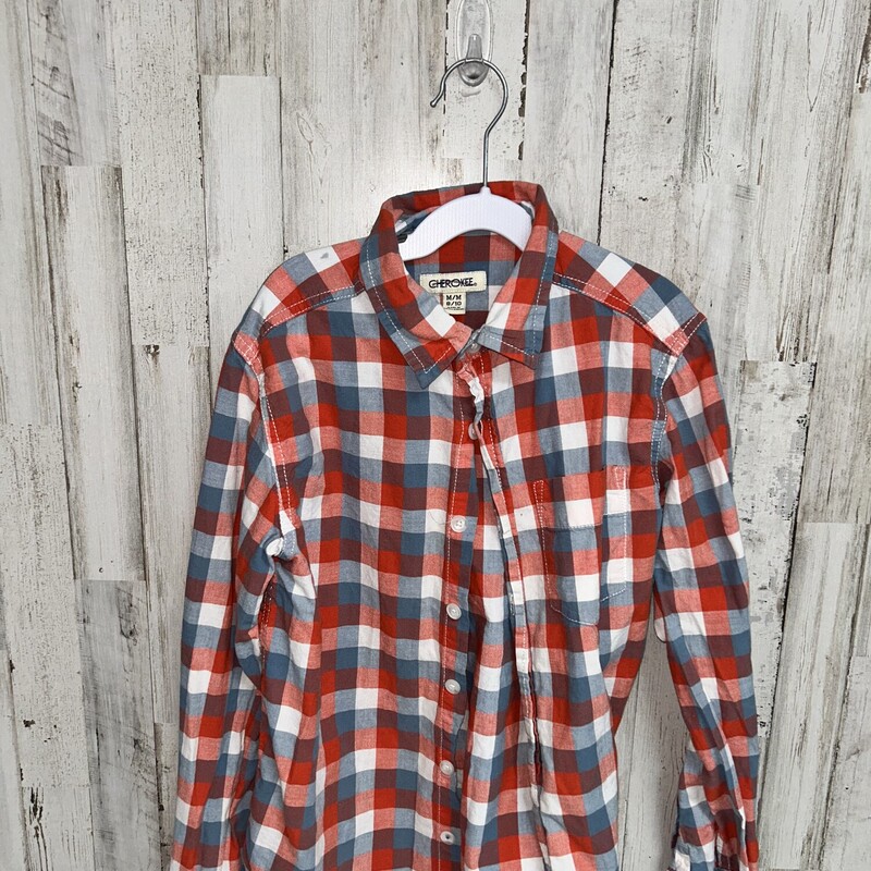 8/10 Orange Plaid Button, Orange, Size: Boy 10 Up