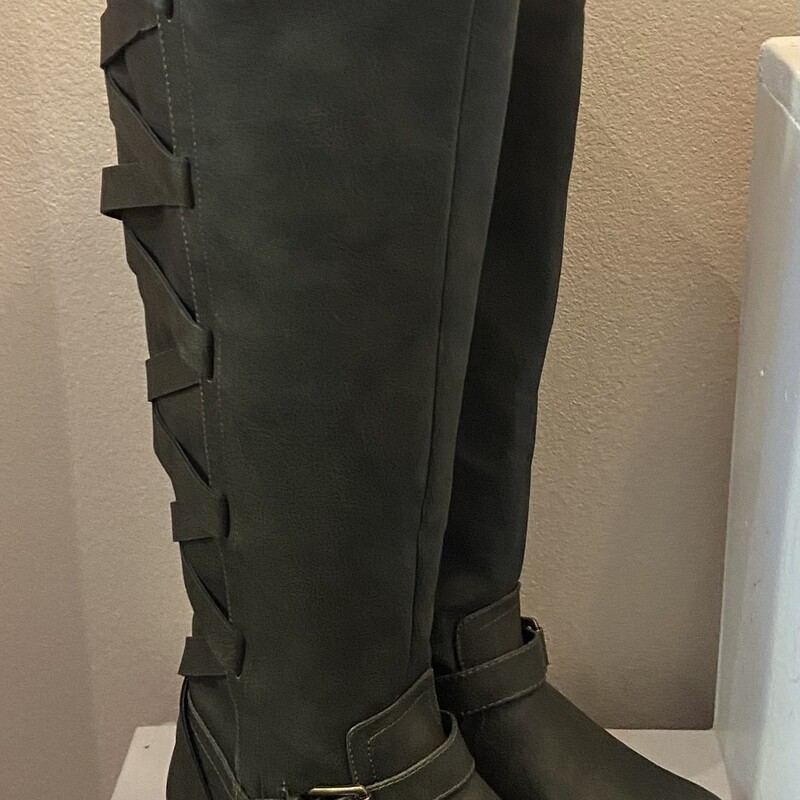 Olive Faux Lthr Tall Boot