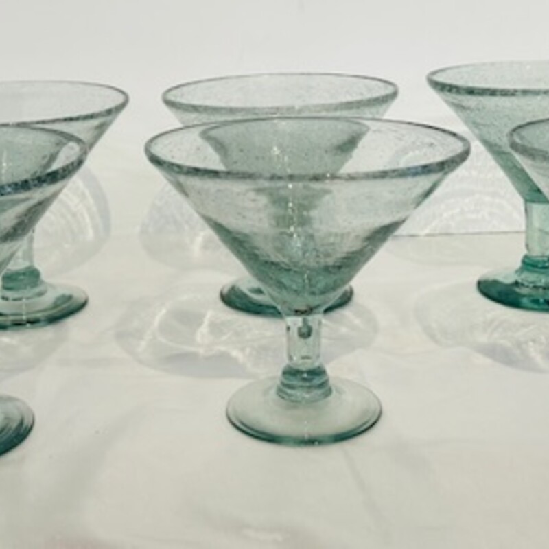 Set of 6 Bubble Glass Martini Glasses
Clear Blue Size: 5.5 x 5H