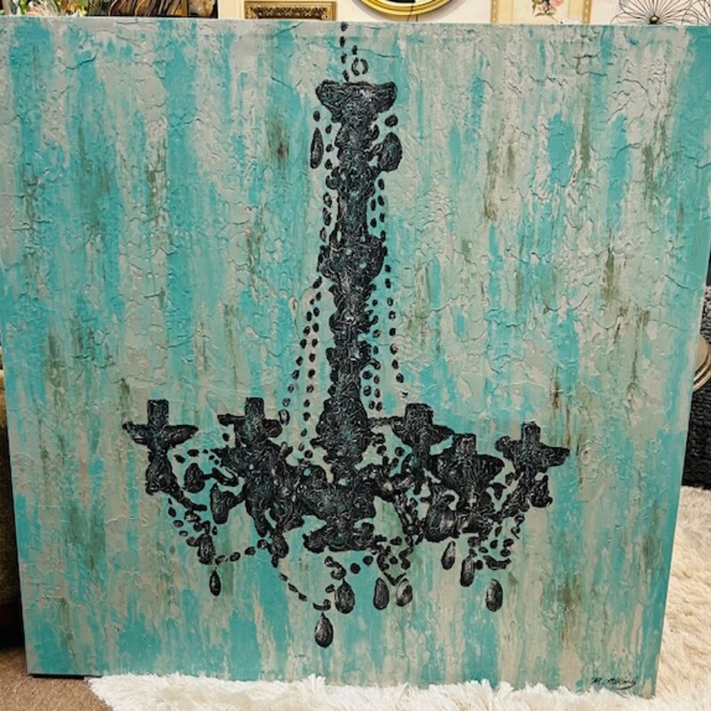 Textured Chandelier Canvas
Blue Gray Black Size: 40 x 40H