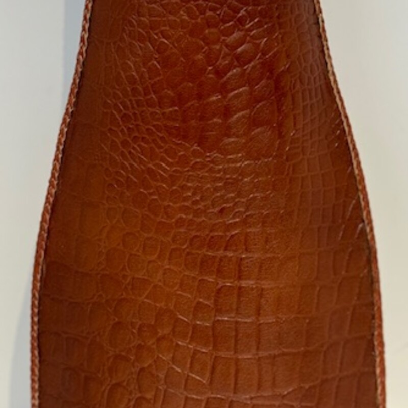 Faux Croc Leather Look Vase
 Brown, Size: 8x15H