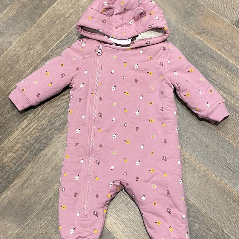 Joe Fresh Hooded Lined Onesie, Pink, Size: 6-12M