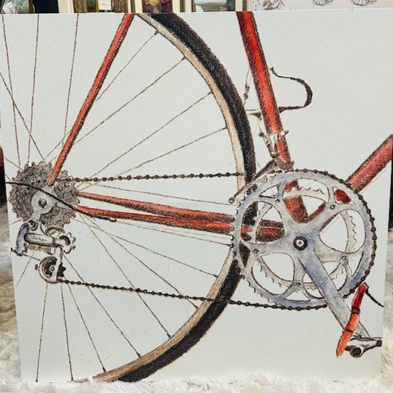 Bike And Gears Canvas
White Red Brown Size: 36 x 36H