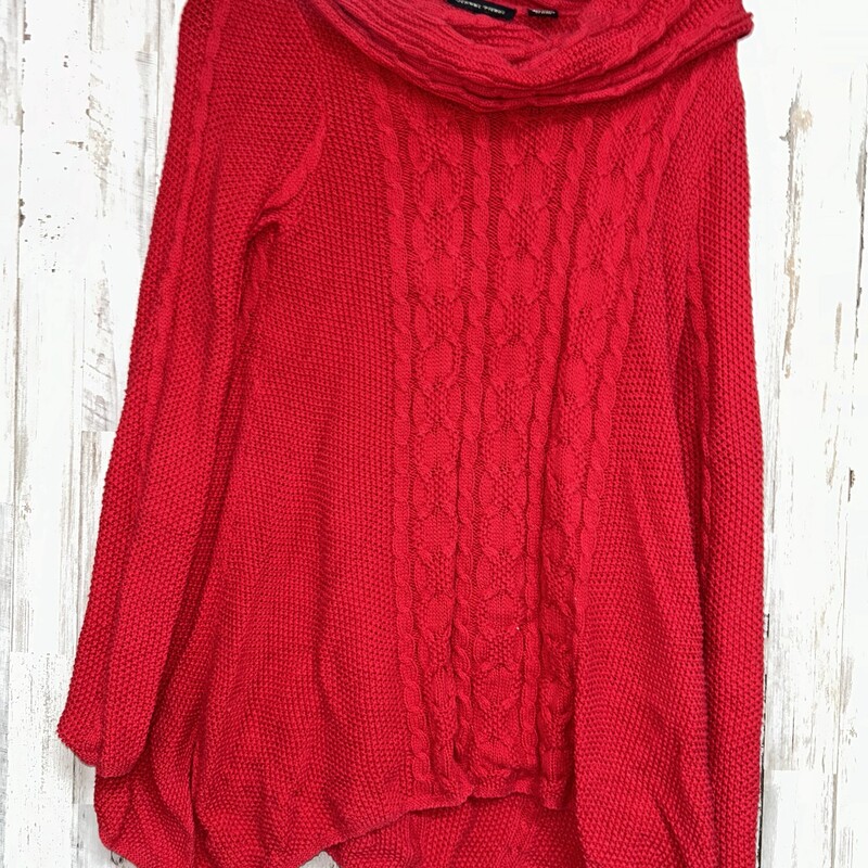 S Red Knit Cowl Sweater