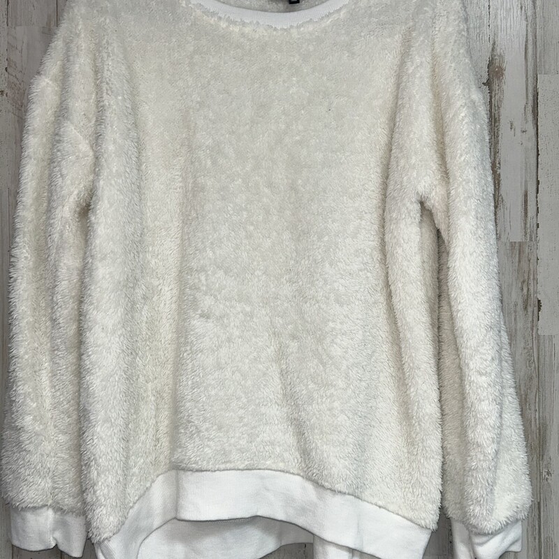 L White Fuzzy Sweatshirt