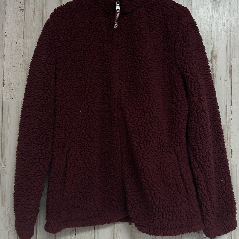 M Maroon Sherpa Zip Jacke, Maroon, Size: Ladies M