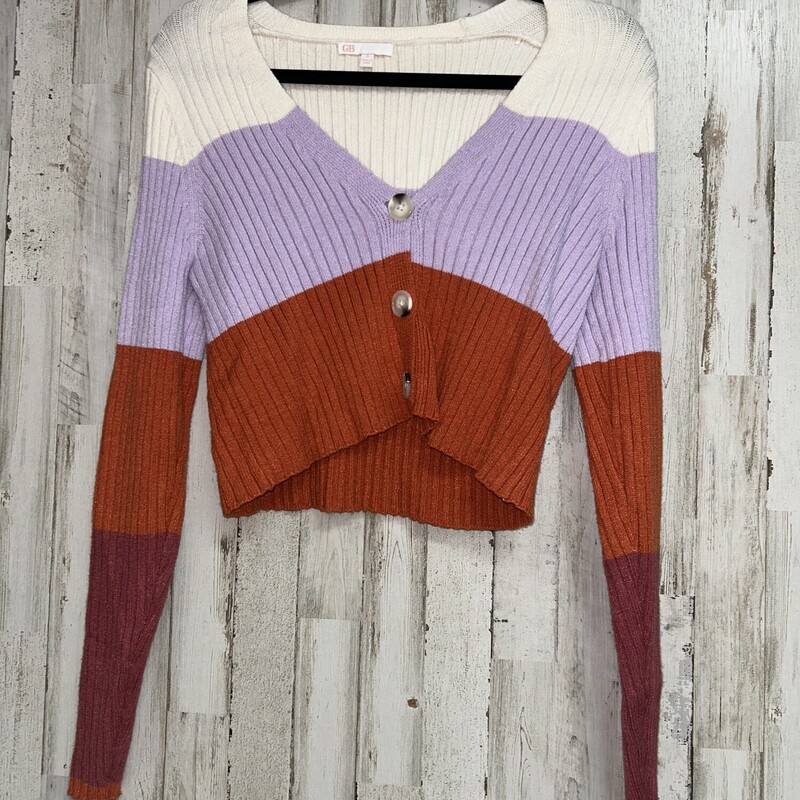 S Lilac Striped Cardigan