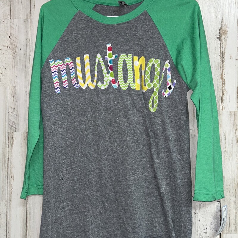 S Mustangs Raglan, Grey, Size: Ladies S