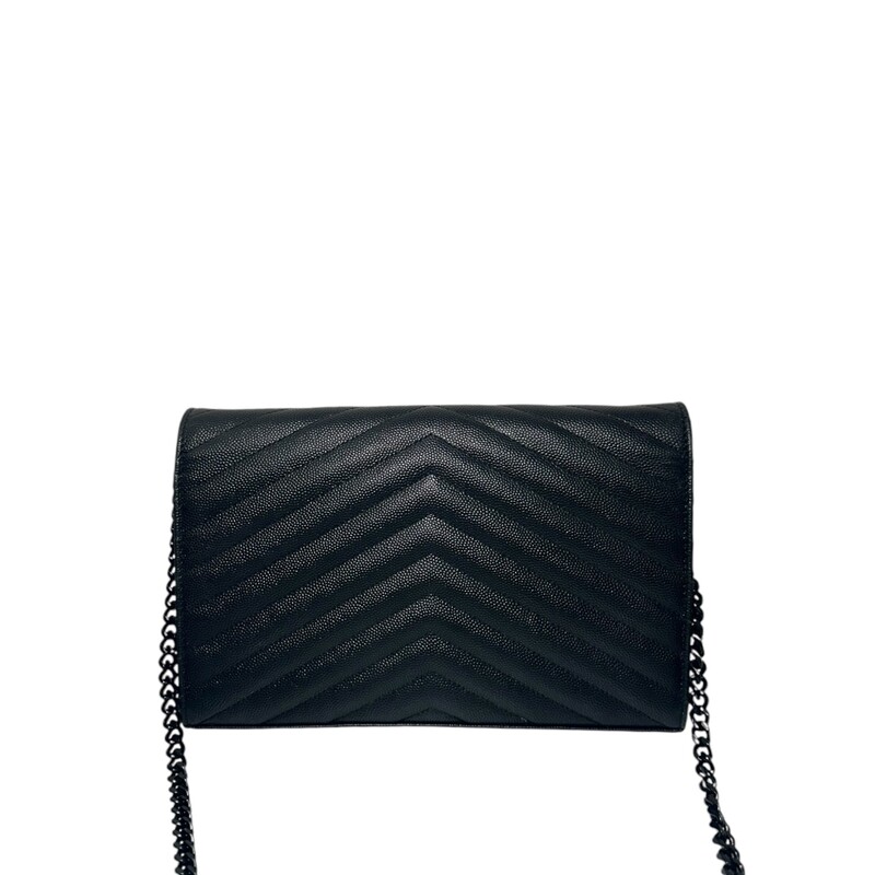 YSL Cassandre Chain, Black, Size: WOC<br />
<br />
Dimensions:<br />
<br />
Date Code: GUE377828 0118<br />
<br />
Wear to the hardware and the bottom corners and bottom of bag.