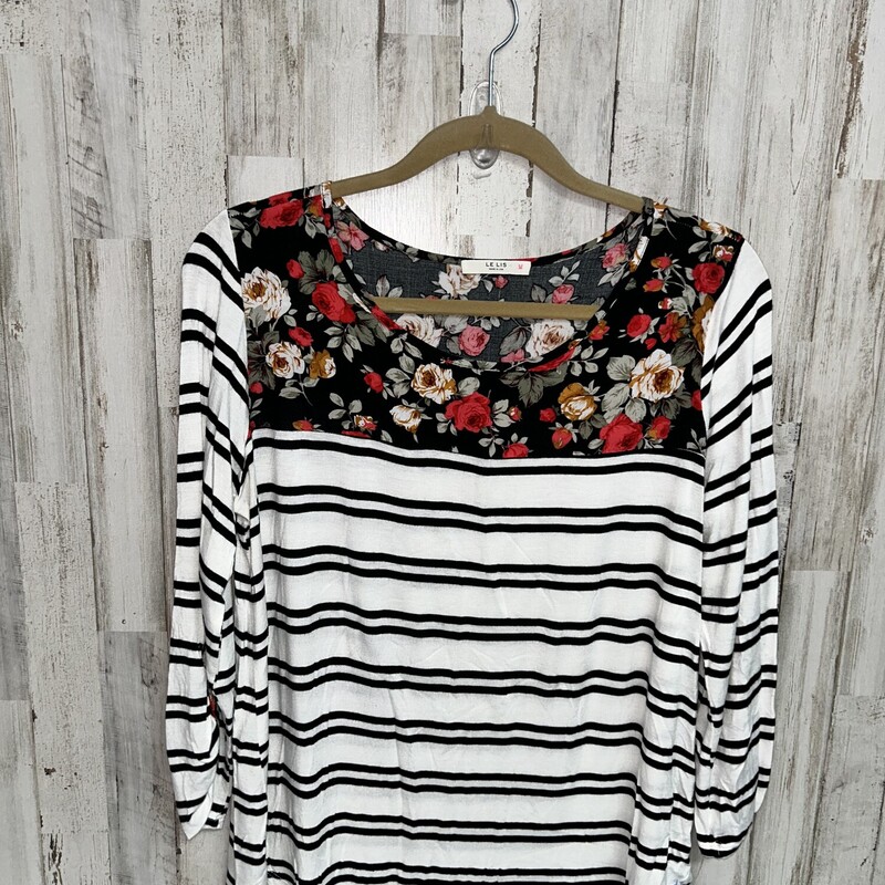 M Black Stripe Floral Top