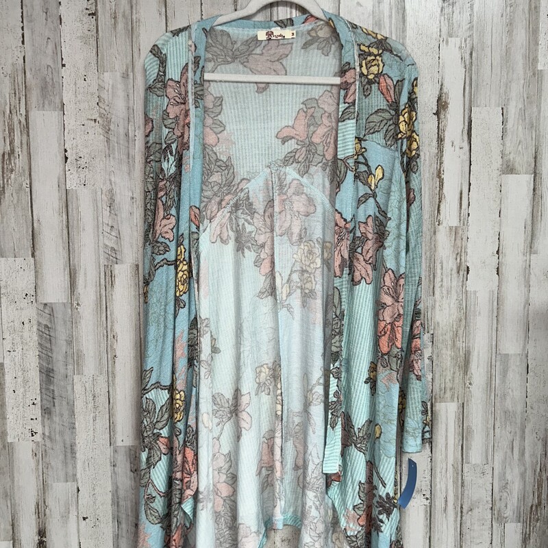 M Lt Blue Floral Knit Car