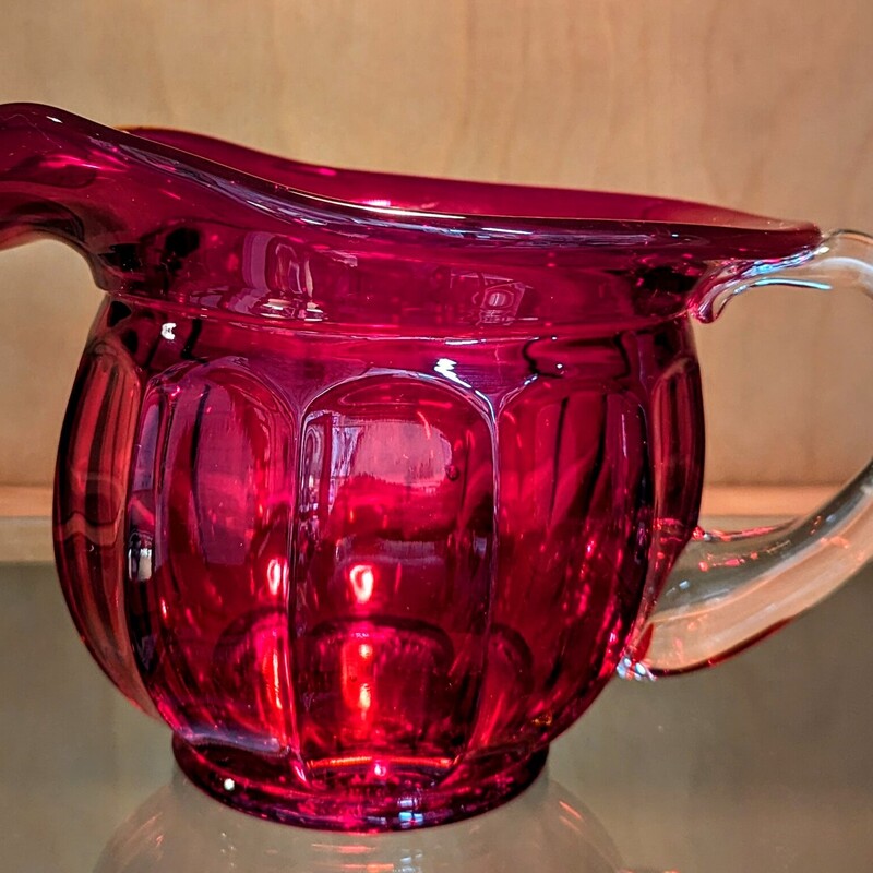 Ruby Glass Pitcher
Red and Clear
 Size: 9x5H