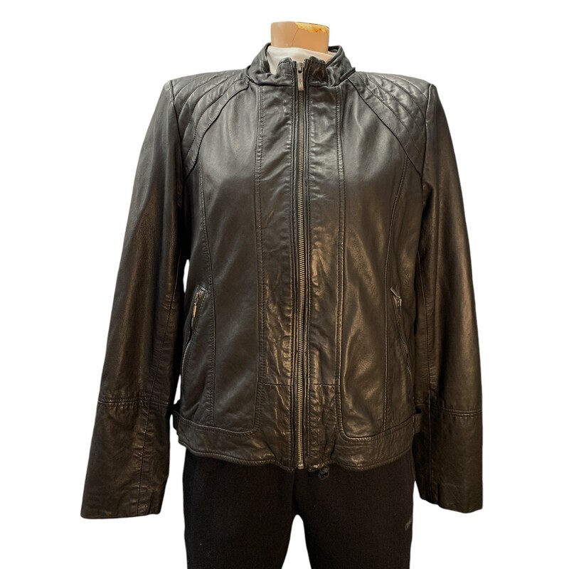 Cole Haan Leather Jacket, Black, Size: L