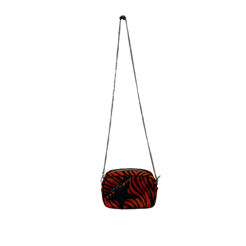 Golden Goose Tiger Pony Hair Handbag<br />
Dimensions: 3.9H x 6.3W x 2.4D<br />
Comes with dustbag