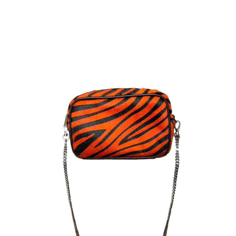 Golden Goose Tiger Pony Hair Handbag<br />
Dimensions: 3.9H x 6.3W x 2.4D<br />
Comes with dustbag