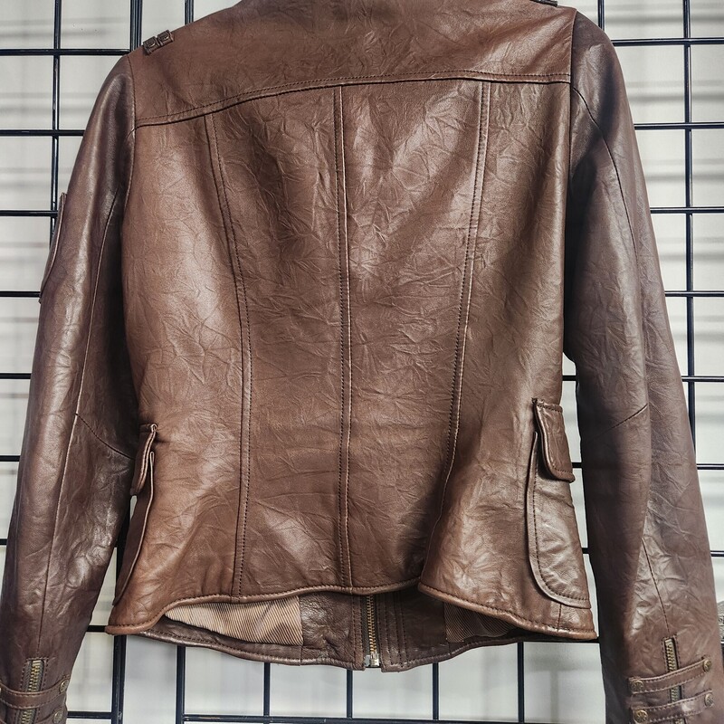 Danier Leather Jacket, Brown, Size: 2XS