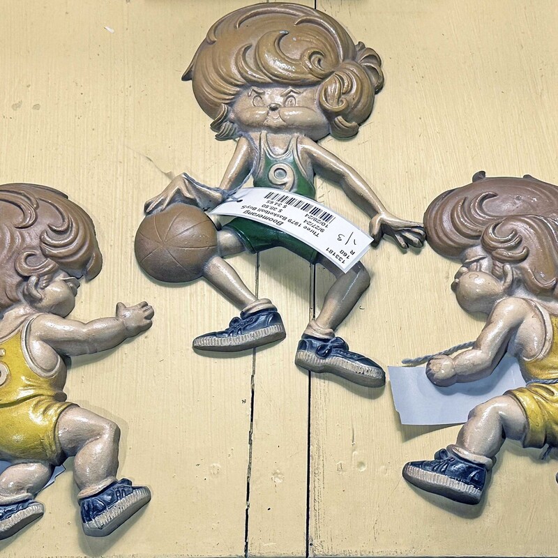 Three 1979 Metal Sexton Basketball Boys
8 and 9 In Tall.