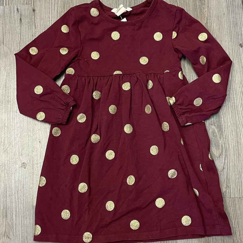 H&M LS Dress, Maroon, Size: 4Y