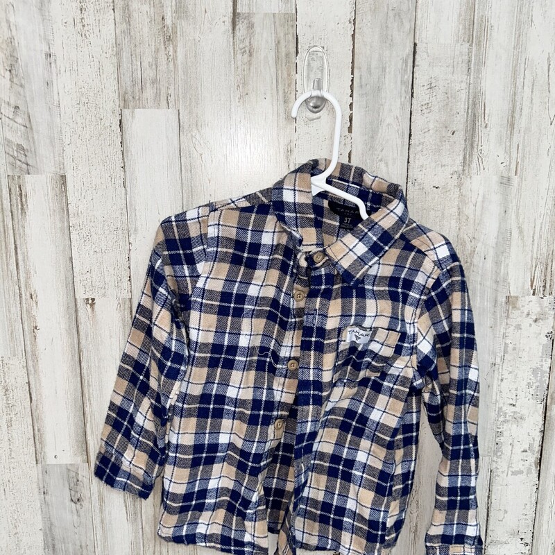 3T Navy/tan Flannel