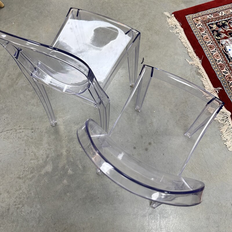 Two Ghost Chairs, Clear Acrylic. Sold as a PAIR.