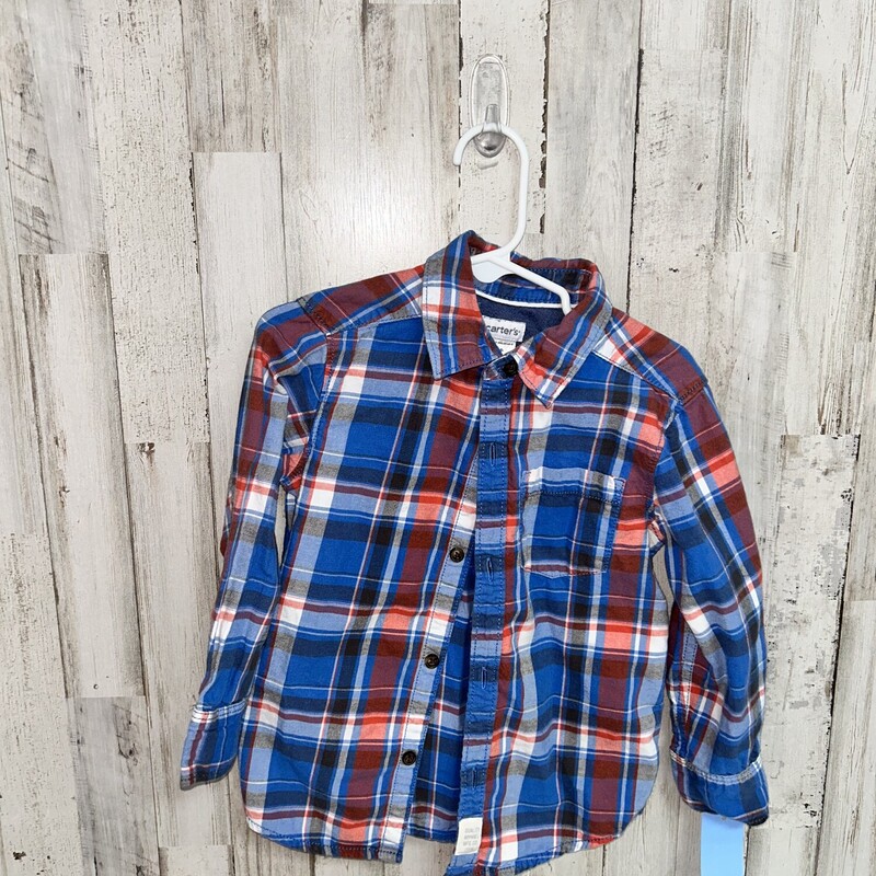 3T Blue Plaid Button Up, Blue, Size: Boy 2T-4T