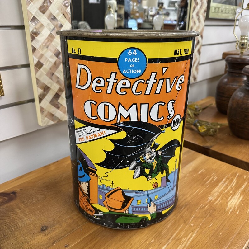 Vintage Metal Comics Waste Basket, Tin<br />
Size: 15in H