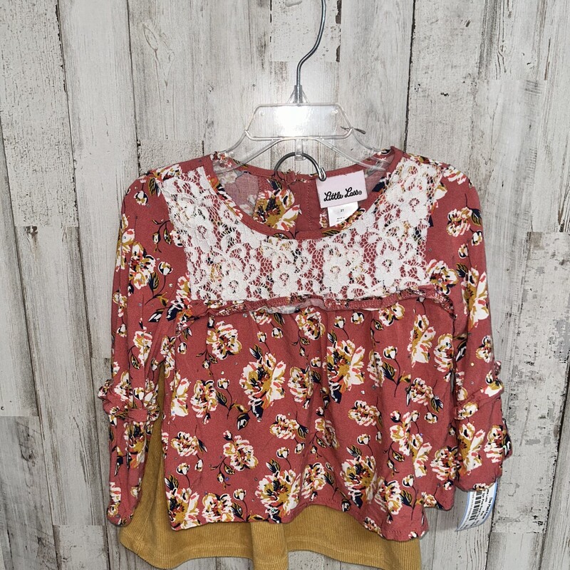 2T 2pc Pink Floral Top Se