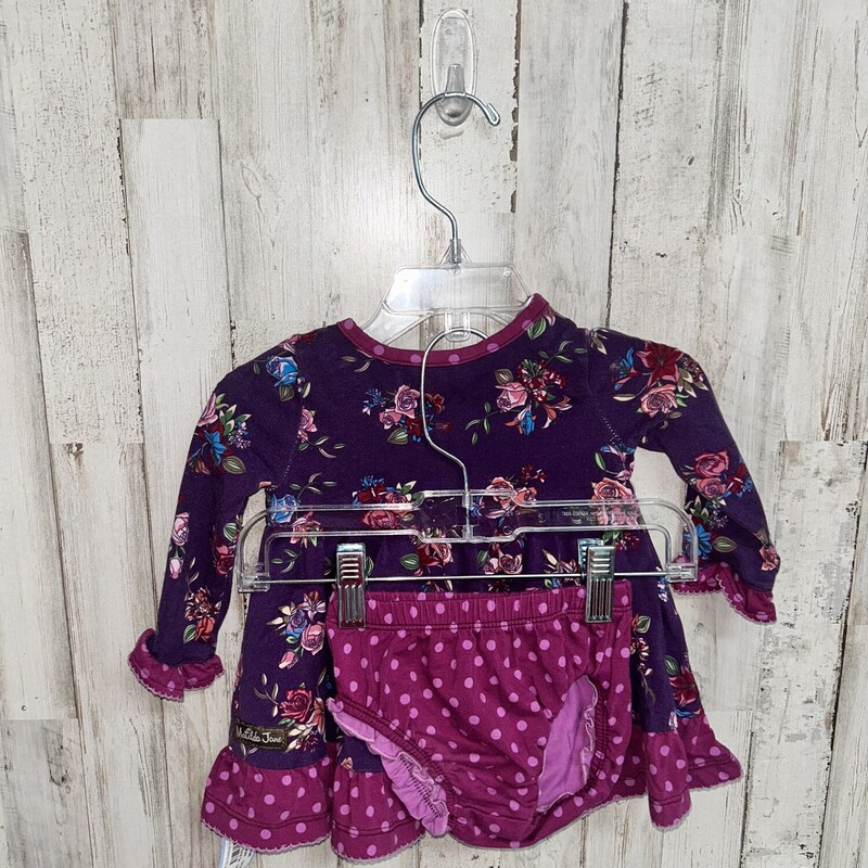 3/6M 2pc Purple Floral Se, Purple, Size: Girl NB-3m